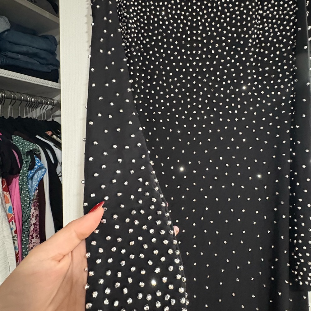 Xscape Black Long Sleeve Beaded Dress - Picture 3 of 4